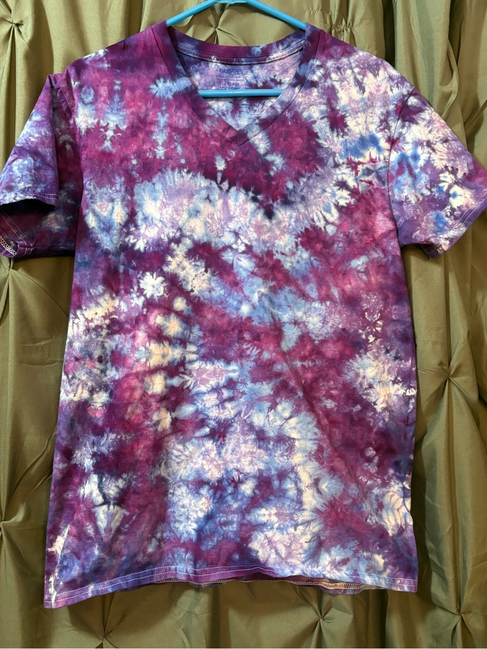Gildan Tie-Dye Short Sleeve Tee in Purple, Blue, White